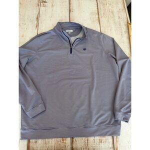 Peter Millar Mens XL K-State Wildcats Quarter Zip Pullover Navy White Striped